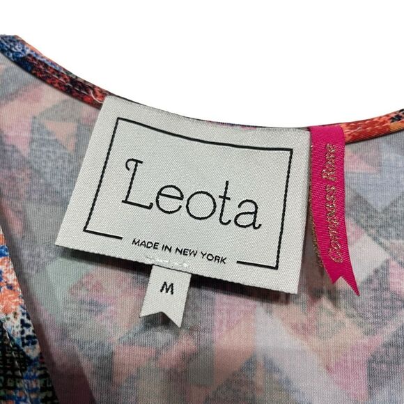 Leota Handmade Colorful Faux-Wrap Abstract Purple/Pink Fit and Flare Midi Dress - Picture 5 of 8